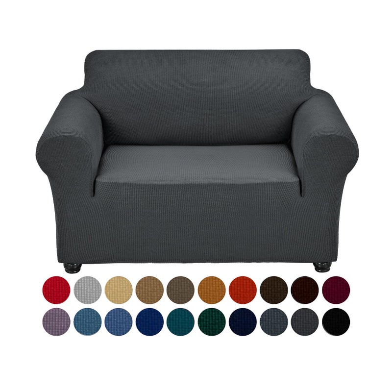 Joccun Stretch Chair Couch Cover1Piece Sofa Slipcover Spandex Jacquard Fabric Sofa Covers with Elastic BottomWashable Furniture Protector for DogsCatsKidsArmchairCharcoal