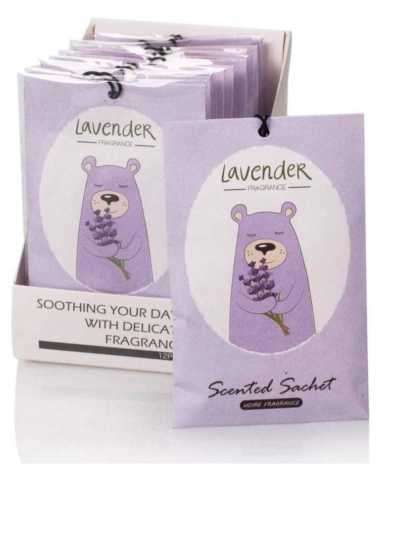 Captaintech Lavender Sachet 1 Box 12Pcs Cartoon Design Sachet Scent Drawer Freshener Car Fragrance Pendant Lasting Fragrance Deodorizer Freshener for Drawers and Closets Home Car Fragrance Product - Image 1