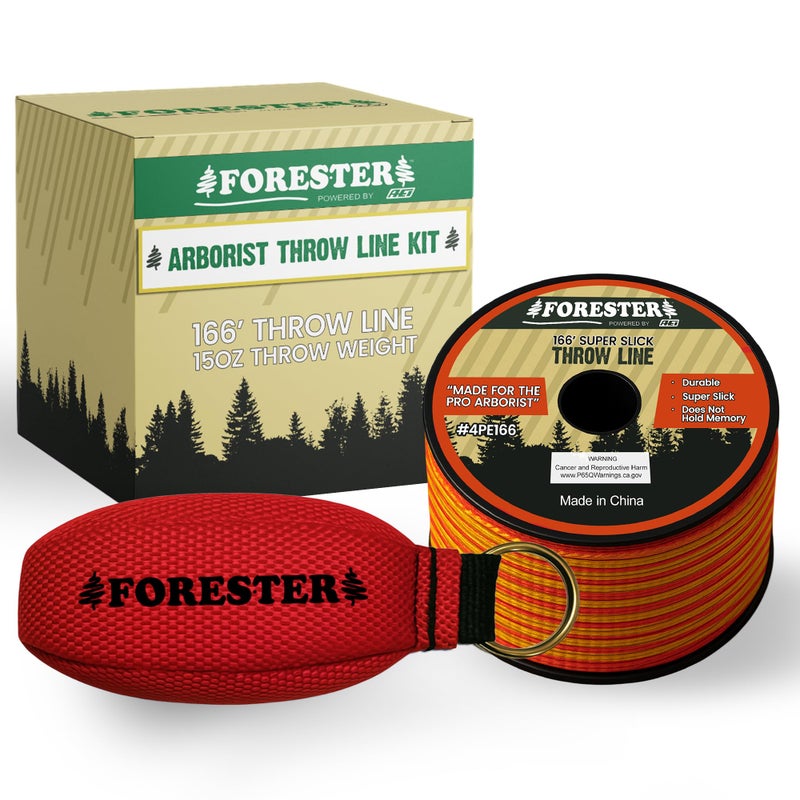 FORESTER Arborist Throw Line Kit 15oz Throw Weight 166ft Rope Ultra Slick 100 Polyester Rope Arborist Equipment For Tree Climbing