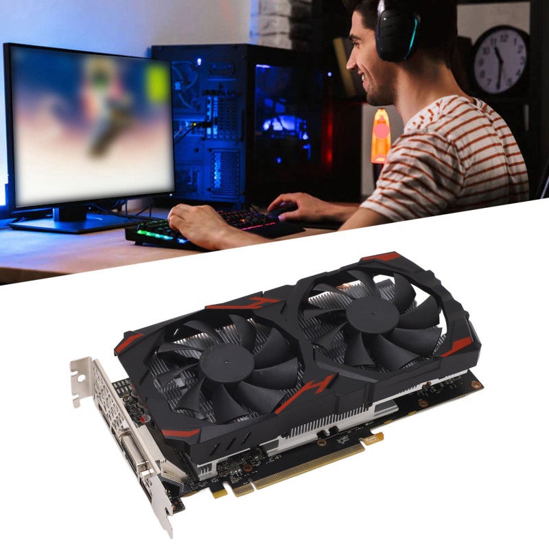 بطاقة رسومات العاب RX 580 ذاكرة 8 جيجابايت DDR5 بواسطة إكسبرس PCI 3.0 - بطاقة كمبيوتر سطح المكتب ذات مراوح مزدوجة هادئة وقابلة للربط والشغل لويندوز 10، ويندوز 11، ألعاب لينكس، العمل المنزلي وتعديل الفيديوهات - Image 5