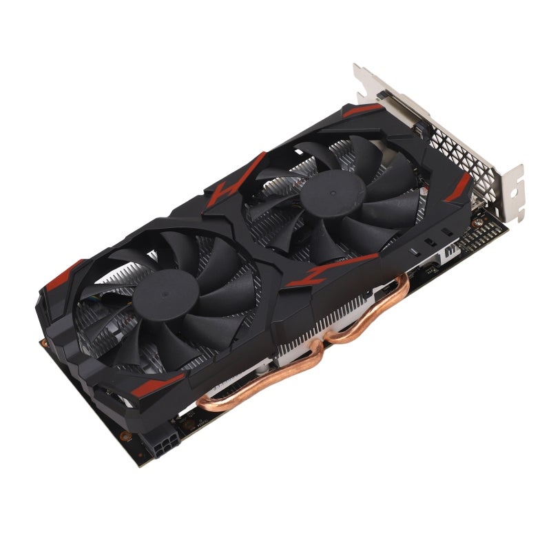 بطاقة رسومات العاب RX 580 ذاكرة 8 جيجابايت DDR5 بواسطة إكسبرس PCI 3.0 - بطاقة كمبيوتر سطح المكتب ذات مراوح مزدوجة هادئة وقابلة للربط والشغل لويندوز 10، ويندوز 11، ألعاب لينكس، العمل المنزلي وتعديل الفيديوهات - Image 1