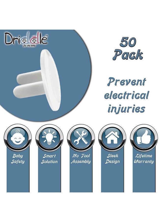 Driddle 60 Pack - Outlet Plug Baby Safety Covers - Protect Little Kids from Electrical Danger with Child Proof Socket Caps - White - Driddle - Image 2