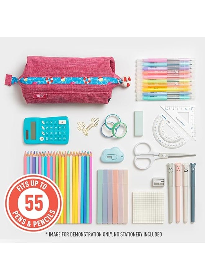 ZIPIT Lenny Pencil Case Durable School Storage Pink - Image 2