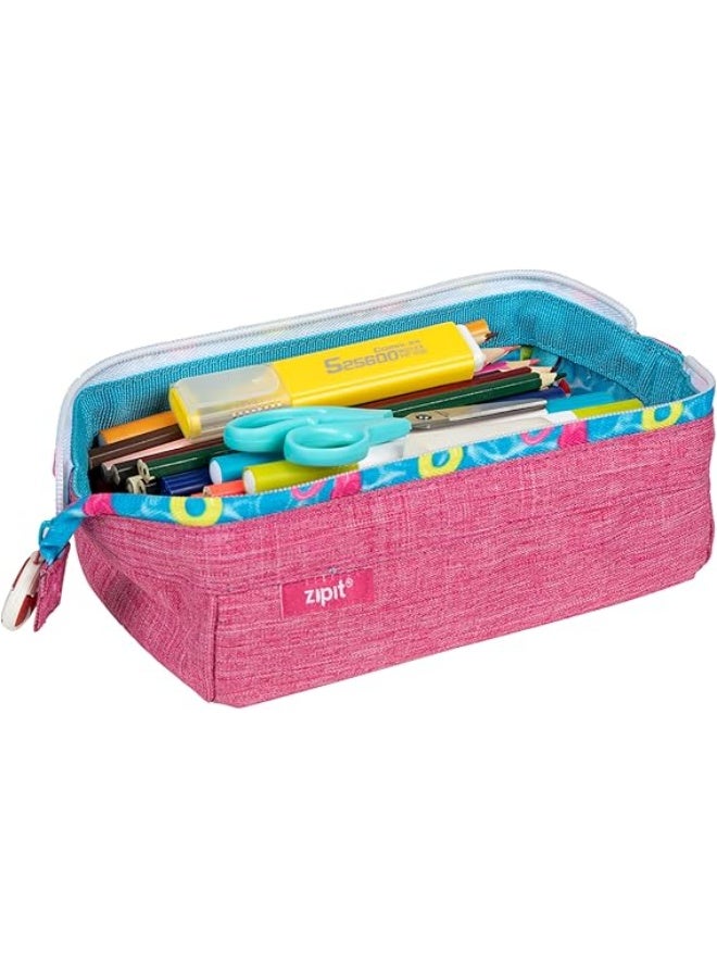 ZIPIT Lenny Pencil Case Durable School Storage Pink - Image 3