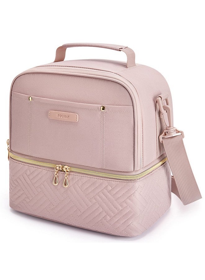 TOURIT Lunch Bag Women Double Deck Lunch Box Insulated Lunch Cooler for Women Men Work, Pink - Image 1