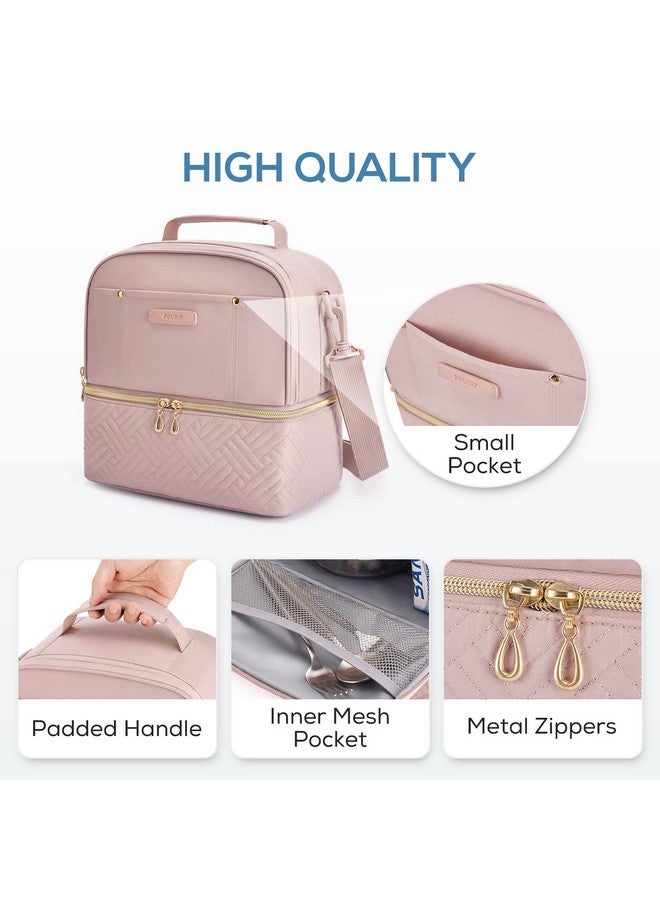 TOURIT Lunch Bag Women Double Deck Lunch Box Insulated Lunch Cooler for Women Men Work, Pink - Image 5