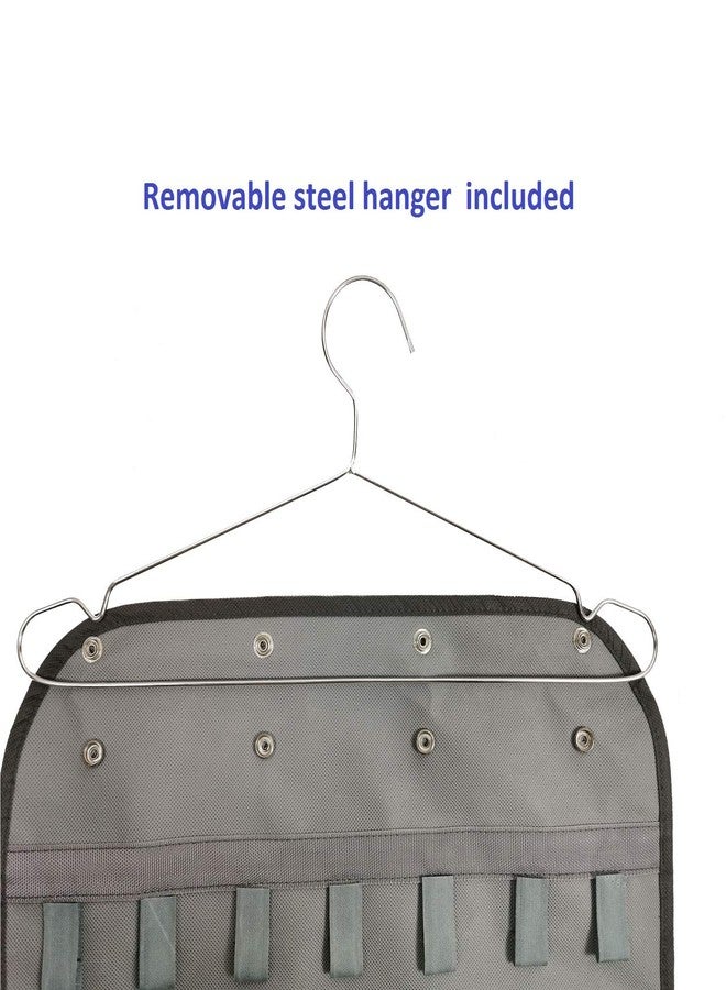 ANIZER Zippered Jewelry Organizer Dual Sided Hanging with Hanger for Travel Home Closet Storage (28 Zippered Clear Pockets and 20 Tape Loops Grey) - Image 4