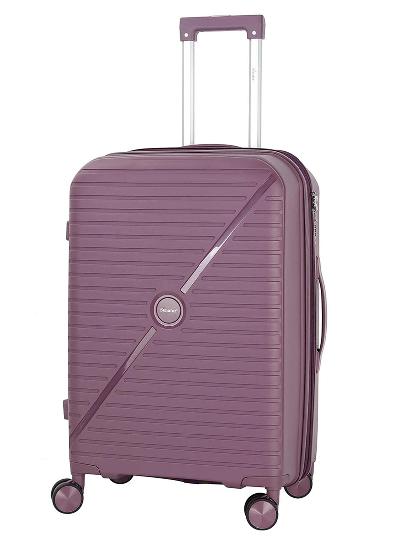 SENATOR Unisex Expandable Hard Case Luggage Lightweight PP Fashion Trolley Luggage with 4 Double Spinner Wheel and Safe Zippers KH1006-Purple - Image 1