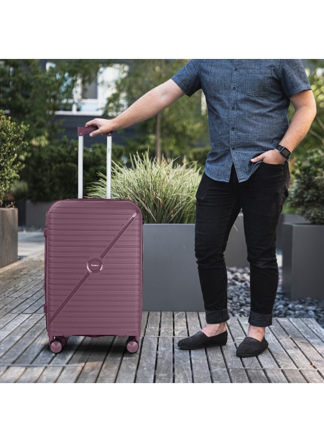 SENATOR Unisex Expandable Hard Case Luggage Lightweight PP Fashion Trolley Luggage with 4 Double Spinner Wheel and Safe Zippers KH1006-Purple - Image 2