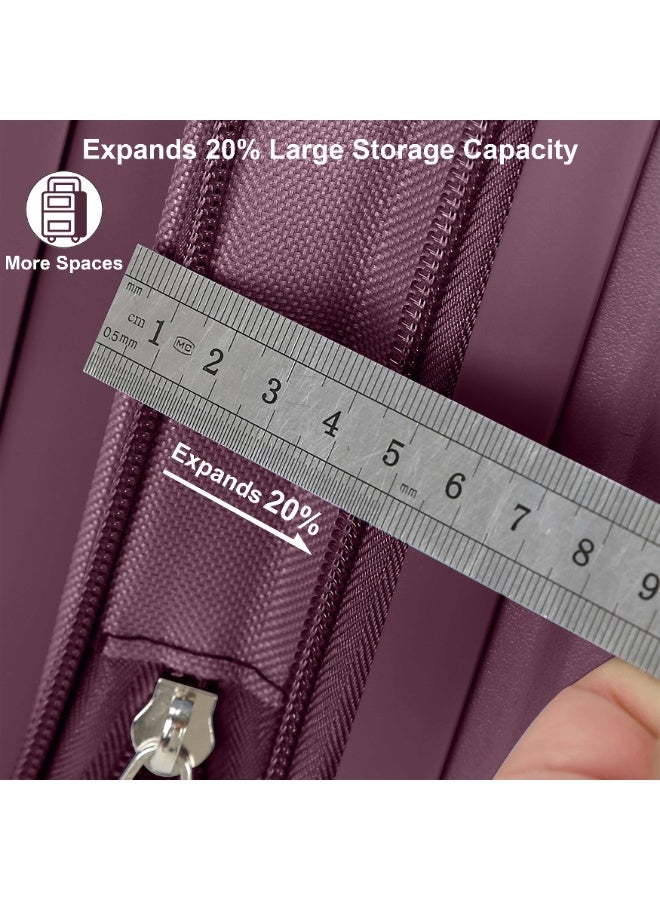 SENATOR Unisex Expandable Hard Case Luggage Lightweight PP Fashion Trolley Luggage with 4 Double Spinner Wheel and Safe Zippers KH1006-Purple - Image 5