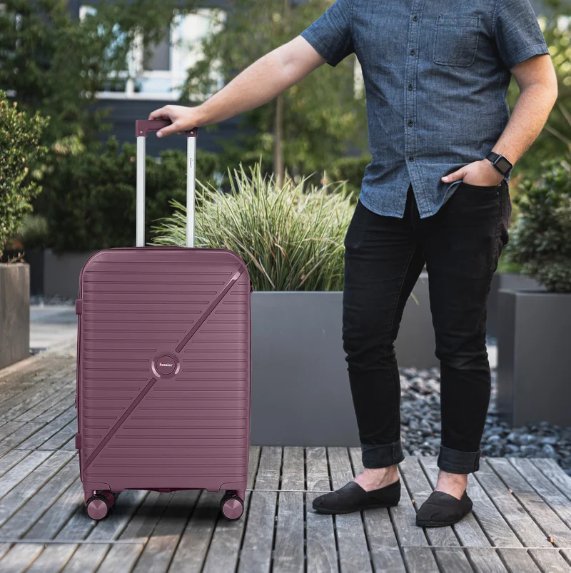 سيناتور حقيبة سفر بعجلات دوارة مزدوجة بسحاب آمن للجنسين قابلة للتوسيع خفيفة الوزن بتصميم عصري -بنفسجي