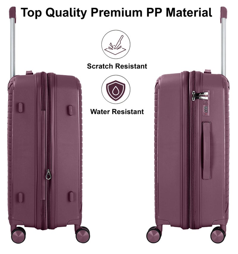 سيناتور حقيبة سفر بعجلات دوارة مزدوجة بسحاب آمن للجنسين قابلة للتوسيع خفيفة الوزن بتصميم عصري -بنفسجي - Image 3