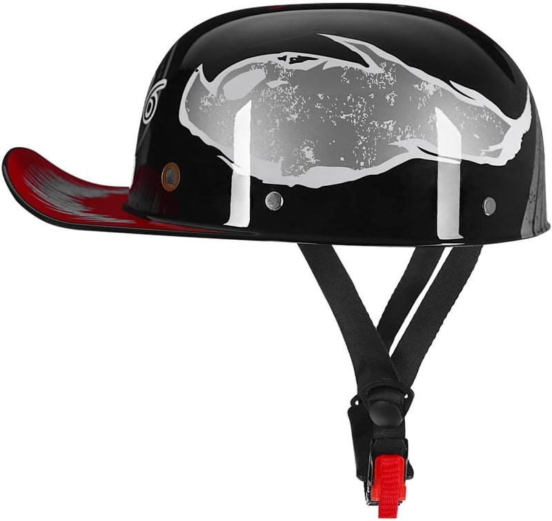 Yesmotor Baseball Style Cap Retro Motorcycle Helmet Unisex-Adult - DOT Approved - Image 2