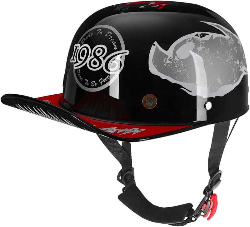 Yesmotor Baseball Style Cap Retro Motorcycle Helmet Unisex-Adult - DOT Approved - Image 1