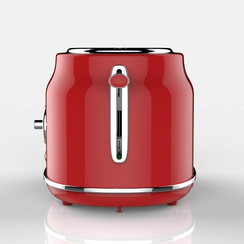 CULINARY CHEF CCTO102-RED, 2 Slice Toaster, Retro Style, Wide Slot for Bread, English Muffins, Croissants, and Bagels, 6 Adjustable Toast Settings, Cancel and Defrost, 900w, Red - Image 4