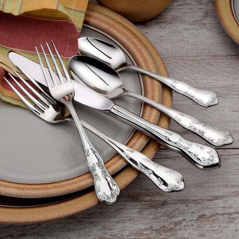 Liberty Tabletop Martha Washington 45piece 1810 Flatware Set for 8 Includes Serving Pieces Made in USA - Image 4