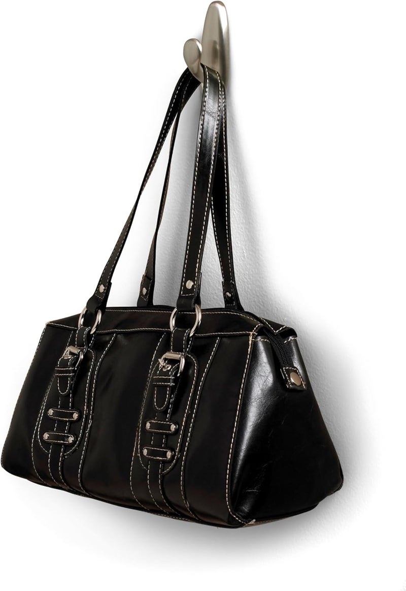 Command Medium Brushed Nickel Hooks, 2 Wall Hooks and 4 Strips, Damage-Free Hanging with Adhesive, No Tools Hanging Christmas Decorations, Holds up to 3 lb - Image 2