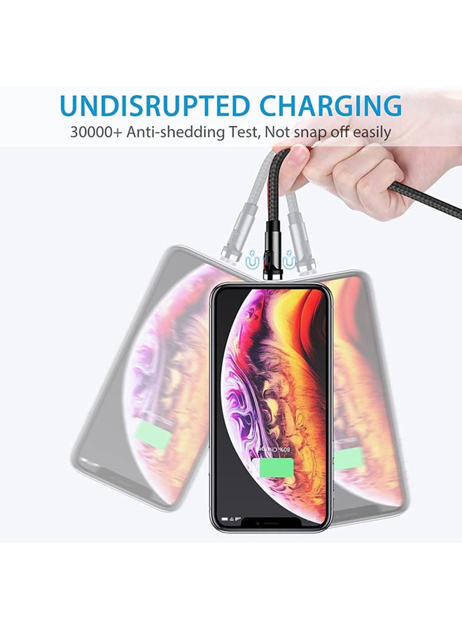 USB Magnetic Charging Cable 2M/6ft - 540° Rotating Magnetic Phone Charger Cable with LED Light - 90° Angle Connector, Nylon-Braided Cords (Black) - Image 4