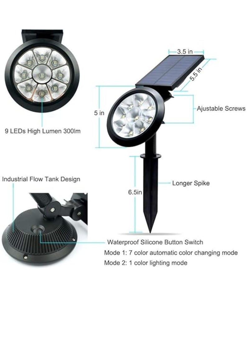 Yuwell 4-Pcs 9 Led Solar Solar Power Landscape Light Outdoor Waterproof Solar Walkway Spotlights Maintain 8-12 Hours Of Lighting For Your Garden, Landscape, Path, Yard, Patio, Driveway Multi Mode And RGB  - Image 4