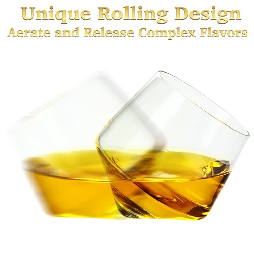 Barbuzzo Rolling Whiskey Glasses (Set of 2) – Hand-Blown Stemless Whiskey Glasses That Roll for Better Aeration – Perfect for a Variety of Spirits, Malts, Highballs and Cocktails – Holds 6.3 Ounces - Image 2