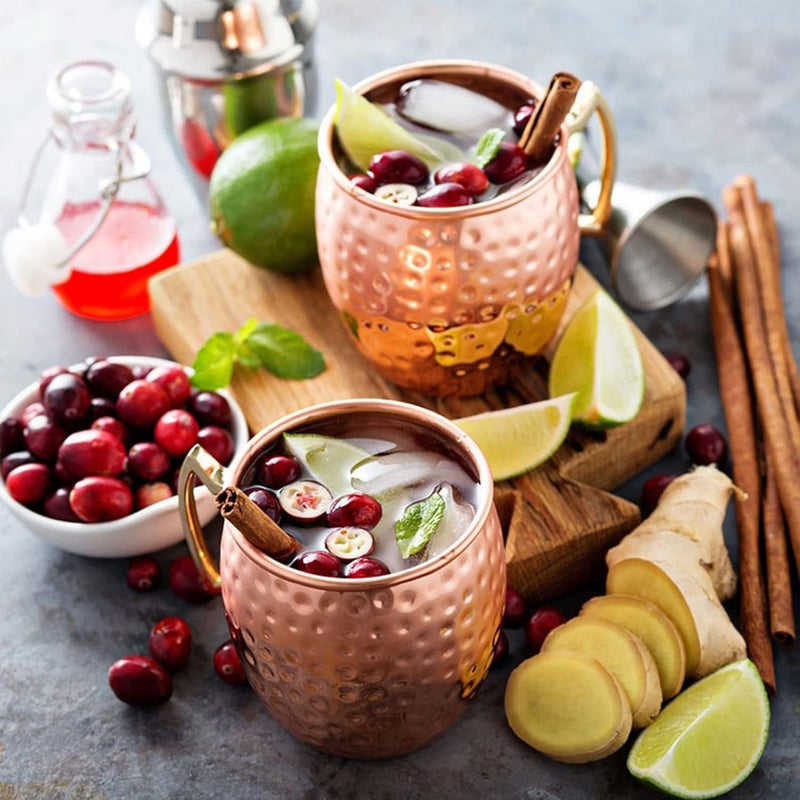 LIVEHITOP Moscow Mule Copper Mugs Set of 2, 19.5 Oz Handcrafted Copper Cups Stainless Steel Lining with Jigger, Straws, Brush, Coasters for Party, Bar, Gift - Image 4