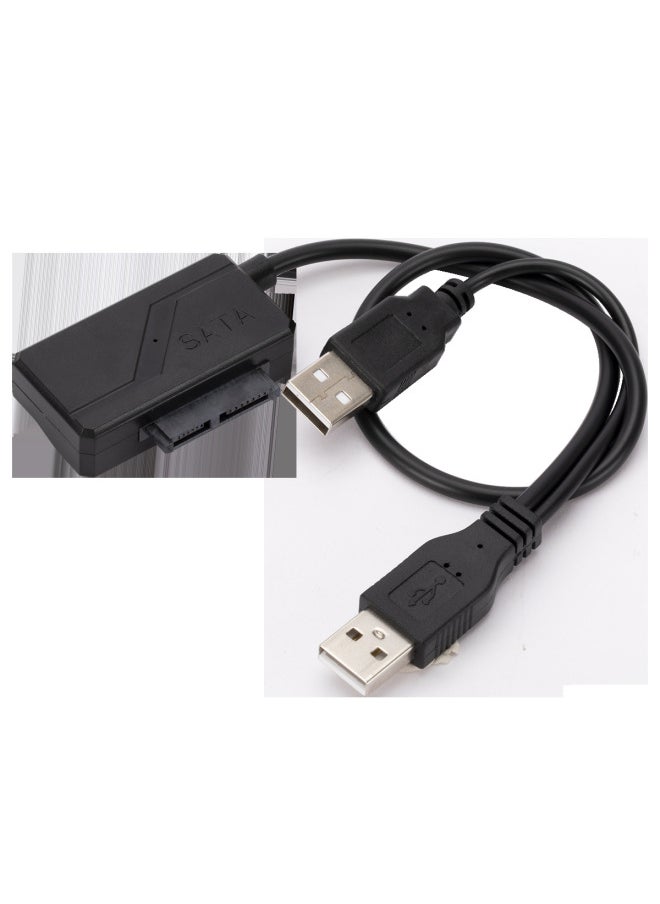 Generic External Notebook Optical Drive USB Reading Cable Usb2.0 To SATA Cable 7+6 Optical Drive Cable Sata Easy Drive Cable-Color:Black Double U  - Image 1