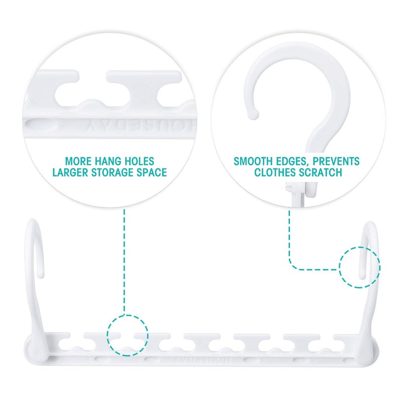 هاوس داي يوم المنزل منزل بلاستيكي قوي توفير الشماعات المتتالية شماعات منظم حزمة من 20 خزانة مساحة شماعات متعددة الوظائف للملابس الثقيلة (بيضاء) - Image 3