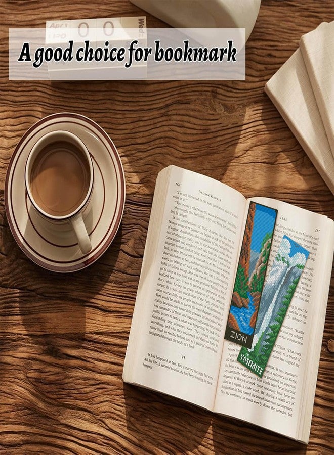 مجموعة NEGEKFKX المكونة من 6 قطع من فواصل الكتب المطرزة بنمط الحديقة الوطنية، مناسبة للمبتدئين البالغين، مجموعة تطريز بنمط الحديقة الوطنية، 14 قيراط، مجموعة تطريز بنمط الحديقة الوطنية، مجموعة فواصل كتب مطرزة ومختومة للبالغين - Image 3