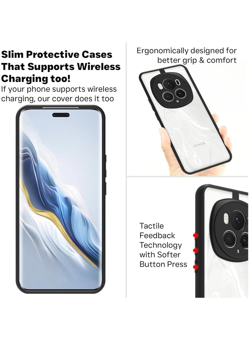 Case Cover Shockproof Hard PC Back Soft TPU Frame Anti-yellowing Slim Protective Cover Compatible with Honor Magic 6 Pro (Clear) - Image 2