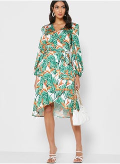 Raishma V-Neck Printed Wrap Dress  - Image 1