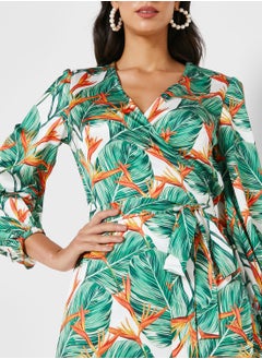 Raishma V-Neck Printed Wrap Dress  - Image 3