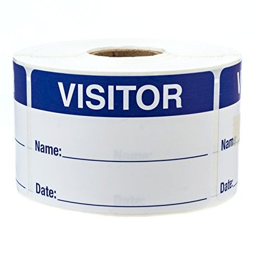 SBlabels Blue White Visitor Labels / 500 Blue and White Identification Stickers / 2" x 3" Easy to Write On Hall Pass/Made in The USA - Image 1