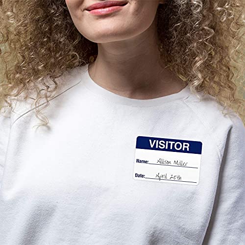 SBlabels Blue White Visitor Labels / 500 Blue and White Identification Stickers / 2" x 3" Easy to Write On Hall Pass/Made in The USA - Image 4