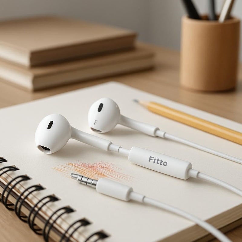 Fitto Earphones AUX Cable 3.5mm Audio Wire for Smartphones, Tablets & Cars - Image 2