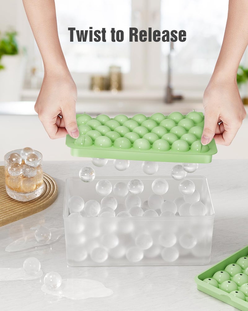 TriLink 3-Pack Small Circle Ice Cube Tray for Freezer with Lid and Bin, Makes 99 x 0.87" Mini Round Ice Balls (33 per Tray), BPA-Free Sphere Ice Trays for Juice, Cocktails, Whiskey, and Coffee Drinks - Image 4