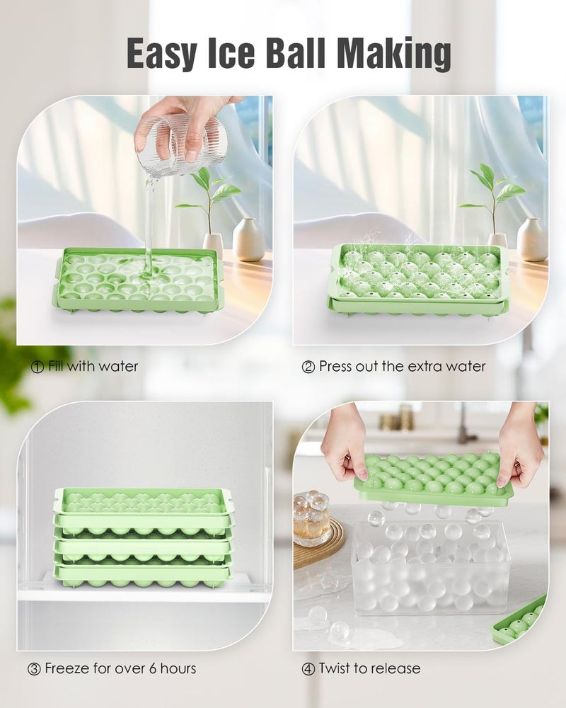 TriLink 3-Pack Small Circle Ice Cube Tray for Freezer with Lid and Bin, Makes 99 x 0.87" Mini Round Ice Balls (33 per Tray), BPA-Free Sphere Ice Trays for Juice, Cocktails, Whiskey, and Coffee Drinks - Image 5
