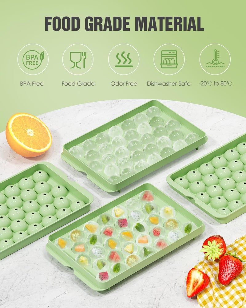 TriLink 3-Pack Small Circle Ice Cube Tray for Freezer with Lid and Bin, Makes 99 x 0.87" Mini Round Ice Balls (33 per Tray), BPA-Free Sphere Ice Trays for Juice, Cocktails, Whiskey, and Coffee Drinks - Image 2