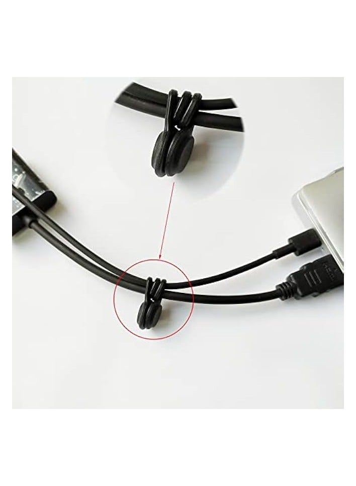 بروماس أربطة كابل مغناطيسية من السيليكون، منظم سلك مغناطيسي، أربطة سلك مغناطيسي قابلة لإعادة الاستخدام لتجميع الأسلاك، أربطة ملتوية مغناطيسية سوداء، حامل منظم كابل مغناطيسي لإدارة السلك (5+5 عبوات) - Image 4