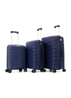 GIORDANO Durable PP Hard Shell Luggage Trolley Bag 3 Pieces Set,Navy (S-20,M-24,L-28 Inch)  - Image 1