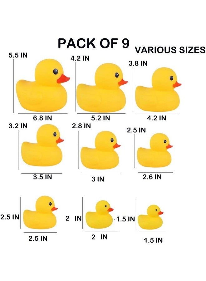 FIVOENDAR Bath Duck Toys 9 Pcs Rubber Duck Family Squeak & Float Ducks Baby Shower Toy for Toddlers Boys Girls - Image 2