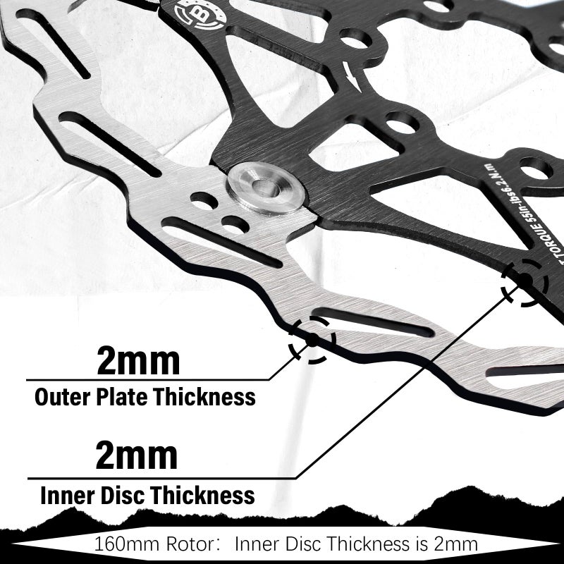 BUCKLOS 160mm 180mm 203mm Floating Disc Brake Rotor, Stainless Steel MTB Brakes Rotors with 6PC Bolts, Ultra-light Floating Disc Rotor fit Mountain Bike Road Bikes BMXï¼ˆBlackã€Redï¼‰â€¦ - Image 2
