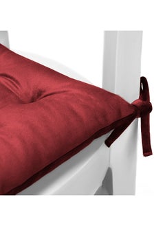 Rest Pack Of 2 Velvet Soft Chair Pad With Seat Ties Suitable For Garden , Kitchen And Office Chairs Indoor And Outdoor Maroon 40X40Cm  - Image 3