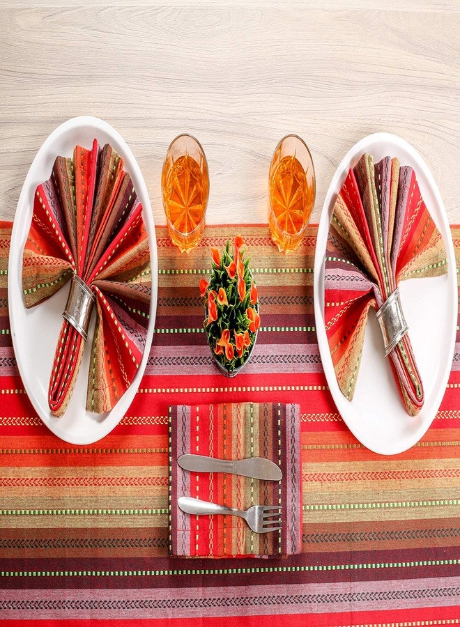 Light & Pro Dining Table Runner Salsa Stripe with Fringes, 4th of July Table Runners, Christmas Table Runner, Fabric Runner Tailored with Mitered Corners and A Generous Hem Easy care-16x72 Inch- Red Multi - Image 3