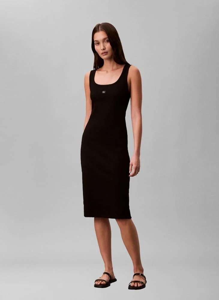 Calvin Klein Jeans Casual Baby Rib Woven Label Square Dress