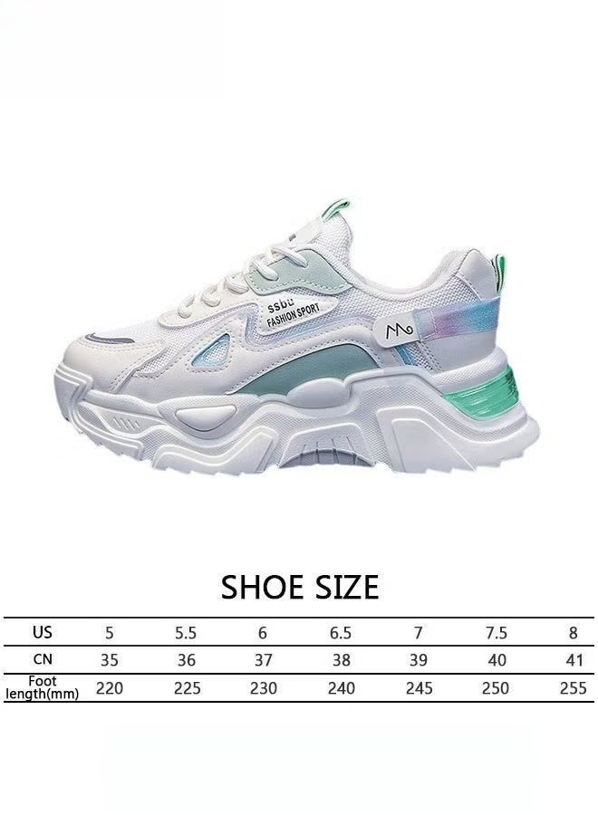 Women Stylish Chunky Sneakers, Versatile Low Top Sneakers with Soft Lining, Lace up Non Slip Platform Shoes, Casual Breathable Shoes for Ladies, Suitable for Daily Wear and Outdoor Activities - Image 4