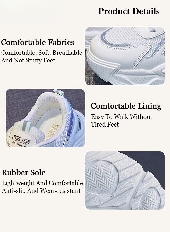 Women Stylish Chunky Sneakers, Versatile Low Top Sneakers with Soft Lining, Lace up Non Slip Platform Shoes, Casual Breathable Shoes for Ladies, Suitable for Daily Wear and Outdoor Activities - Image 3