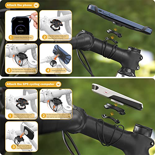 TUSITA توسيتا 2 في 1 حامل دراجة سريع الإطلاق، متوافق مع Garmin Edge GPS، آيفون 14 13 12 برو ماكس، سامسونج جالاكسي نوت 20 S21 ألترا جميع الهواتف من 4.7"-6.9" - ملحقات ركوب الدراجات - Image 5