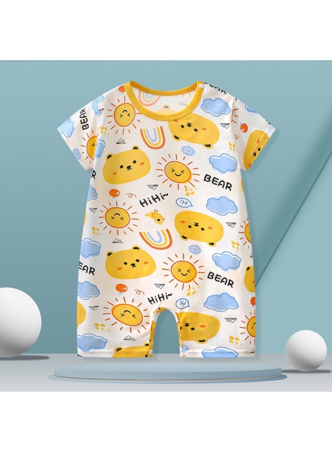 Summer Baby Jompsuit Thin Men's Treasure Clothes Cartoon Newborn Short-sleeved Climbing Clothes Baby Women's Treasure Pajamas
