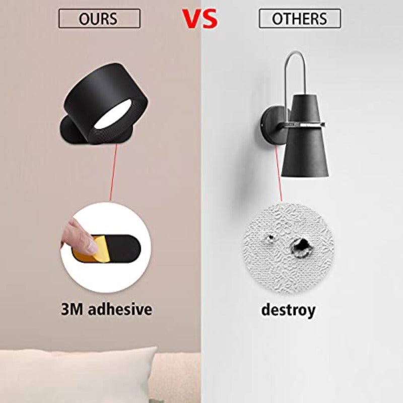 أضواء قراءة LED معلق على الحائط، غمرات بجانب السرير، بثلاث درجات حرارة لون، وثلاث مستويات سطوع، وبطارية قابلة للشحن، وكرات مغناطيسية، تدور 360 درجة، تحكم باللمس، لم يرّك الدراسة، بجانب السرير، الخزانة - Image 3