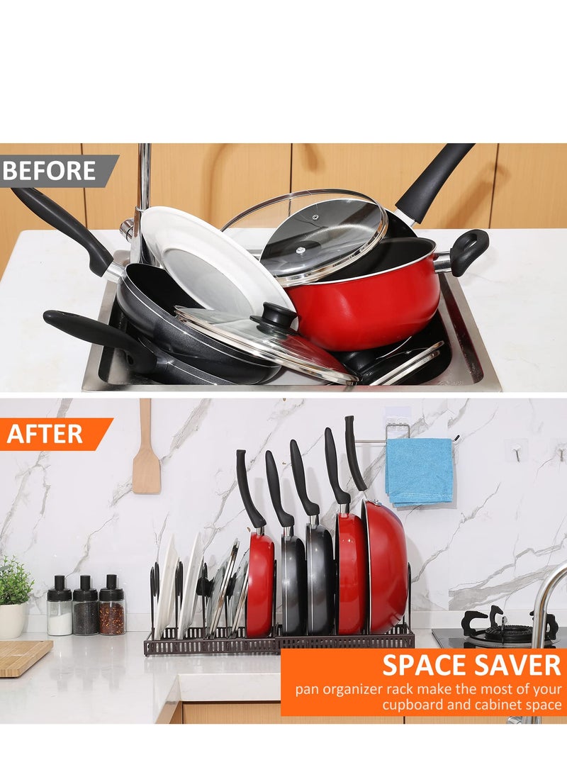 ZERIFAM ZERIFAM Pot Organizer Rack - Pan Pot Lid Rack Organizer,10 Layer Adjustable Compartment Pot Storage Bracket, Suitable For Placing Pots, Pot Covers, And Cooking Utensils In The Kitchen.  - Image 5